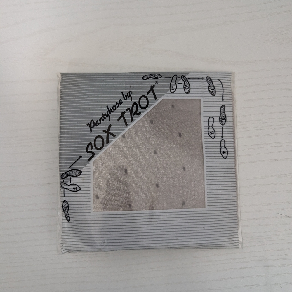 NIP Vintage Sox Trot swiss dot pantyhose rain dot flannel gray